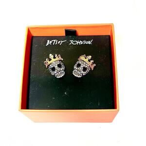 Betsey Johnson Day of the Dead Sparkly Skull Earrings